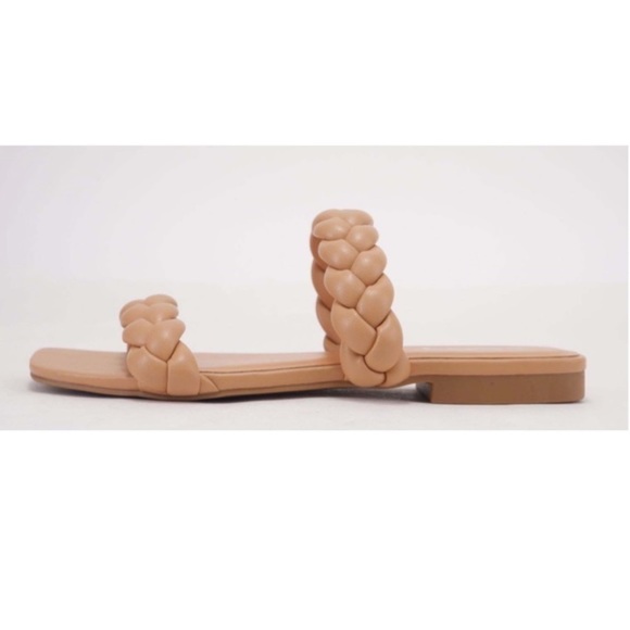 Natural/ Nude vegan leather braided strap Sandal - Picture 5 of 5